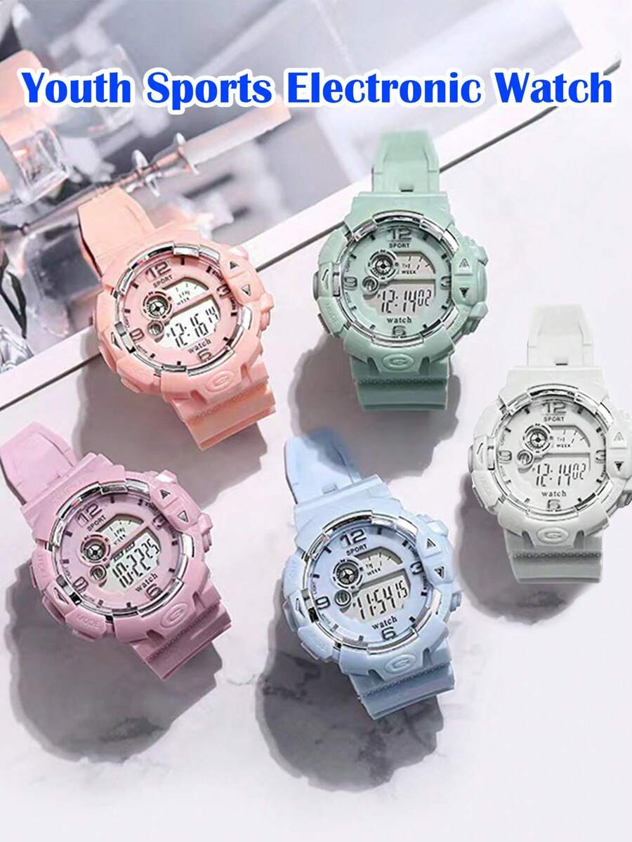 Relojes para adolescentes, relojes electrónicos frescos y dulces para estudiantes de escuela secundaria, mejores amigos para parejas, relojes deportivos impermeables y luminosos para niños y niñas, de moda y versátiles - Púrpura malva - Ver 1