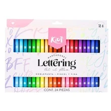 Marcadores Kiut Lettering 24 piezas de Doble Punta - Multicolor - Ver 1
