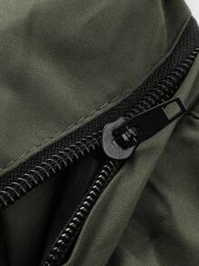 [Primavera/Verano] Chaqueta casual con cremallera para hombre, deportes, colores sólidos (burdeos, verde, gris), eslogan, regalo para novio, tops delgados de hombre para primavera y otoño, capucha desmontable, resistente al viento, cortavientos, múltiples bolsillos, chaqueta con estampado de letras para hombres en otoño/invierno - Verde militar - Ver 4