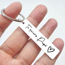 1pc "Te Amo Papi" Spanish Phrase Keychain, Minimalist Sweet Heartwarming Silver Rectangle Keyring, Suitable For Bag, Car Keys Decoration, Great Gift For Father, Christmas, Teacher, Friends, Sisters Gifts For Mother, Father, Graduation, And Teacher - Silver - View 1