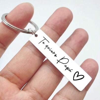 1pc "Te Amo Papi" Spanish Phrase Keychain, Minimalist Sweet Heartwarming Silver Rectangle Keyring, Suitable For Bag, Car Keys Decoration, Great Gift For Father, Christmas, Teacher, Friends, Sisters Gifts For Mother, Father, Graduation, And Teacher