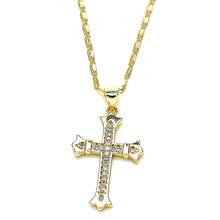 Rm Gold Filled High Polish Finsh Mirco Pava Cross Charm Necklace - 金色 - 查看 2