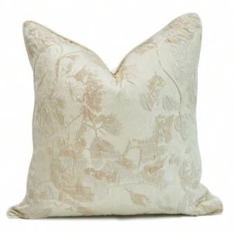 1pc Polyester Vintage Luxury Decorative Throw Pillow Cover, Reversible High Precision Jacquard Weave, Luxurious Abstract Woodgrain & Leaf Pattern, Suitable For Living Room, Sofa, Bedroom, Outdoor, Hotel, Villa Decor, 45x45cm/50x50cm/55x55cm/60x60cm, Inner Pillow Not Included