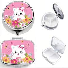 2pcs Round And Square Decorative Pill Box - Travel Metal Storage Box, Safe And Reliable, Simple And Convenient, Exquisite Pattern, Perfect Gift - Multicolor - View 28