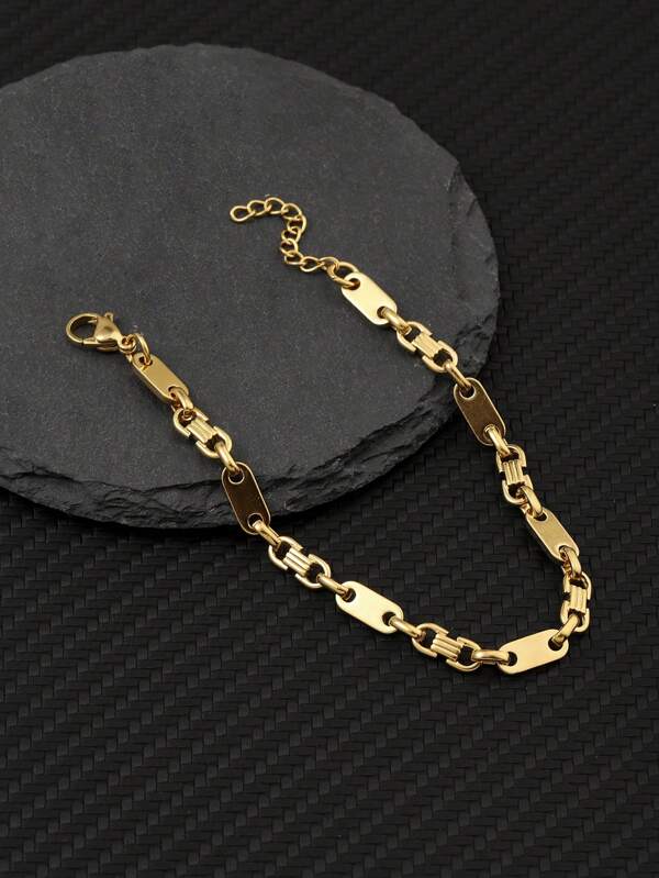 1pc Simple & Stylish Stainless Steel Chain Bracelet Featuring Infinity Symbol, Suitable For Men's Daily Wear