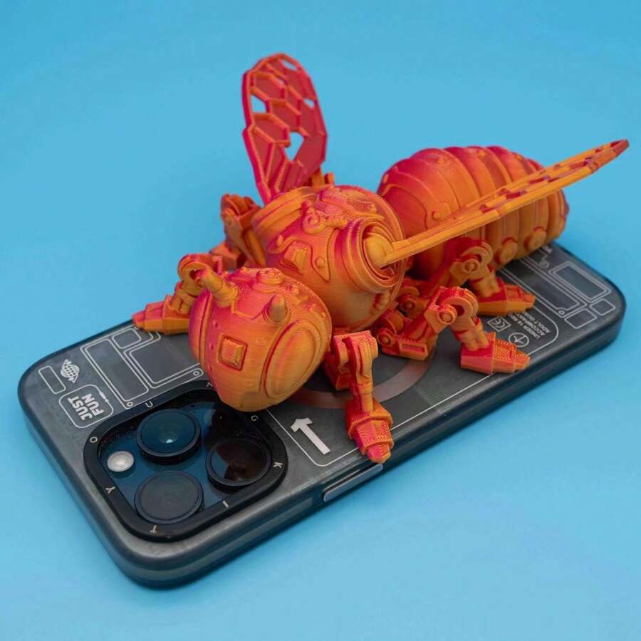 1入組3D印花機械蜜蜂玩具，逼真家居裝飾擺件，可動關節，優質兒童模型手辦，活動式機械送禮玩具或居家擺飾 - 多色 - 查看 1