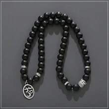 Collar de cuentas de madera natural con el  del Buddha, OM, para hombre o mujer y pulsera de múltiples capas del chakra, joyería vintage