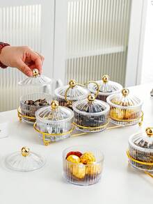 1 Juego de Bandeja Compartimentada Grande con Asas Duales - Contenedor de Almacenamiento de Alimentos Espacioso con Bandejas de Aperitivos Extraíbles, Tapa y Organizador de Refrigerador - Adecuado para Viajes, Fiestas, Ensaladas, Aperitivos y Dulces