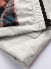 [Estilo primavera/verano] Chaqueta casual con cremallera de moda para hombres, estilo deportivo, colores sólidos - burdeos, verde, gris, diseño eslogan, gran regalo de novio, tops ligeros de primavera otoño para hombres, capucha desmontable, cortavientos, cortavientos, multibolsillo, chaqueta abrigo con estampado de letras para hombres, otoño/invierno - Blanco - Ver 10