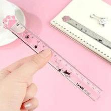 Plastic Ruler Straight Ruler Cute Cartoon Cats Claw Ruler Plastic Measuring Tool For Student School Office, 6 Inch Grey And Pink - Multicolor - View 8