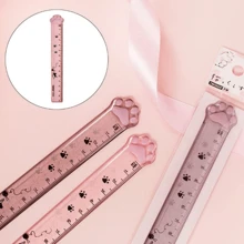 Plastic Ruler Straight Ruler Cute Cartoon Cats Claw Ruler Plastic Measuring Tool For Student School Office, 6 Inch Grey And Pink - Multicolor - View 6