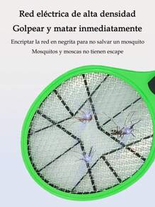 3500V Raqueta Eléctrica Mata Mosquitos Y Moscas Recargable Con Luz Led - Verde - Ver 6