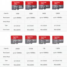 SANDISK SanDisk Ultra MicroSD With SD Adapter, U1 C10 A1 V10 Memory Card TF Flash Card 128GB 256GB 512GB 1TB 1.5TB 64GB 32GB 16GB, High Speed Micro SD Card Mini SD Card For Phone Camera Monitor Drone