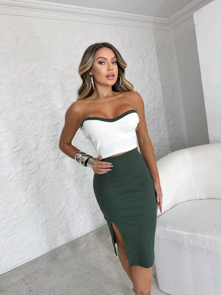 Women Two-Piece Outfits - xanh quân đội - Xem 1