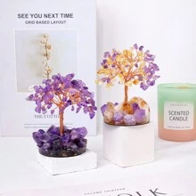 1PC Natural Stones 7 Chakra Healing Crystals Stones Tree Home Office Desk Living Room Feng Shui Decoration For Luck Home Decorat - Crystal Tree With Epoxy Base - View 2