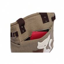 KAUKKO Cute Cat Totes Women Canvas Handbags - 卡其色 - 查看 6