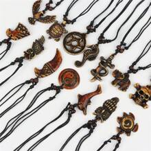 10 pièces/pack Colliers pendentifs en résine vintage avec tortue cool, aigle et dauphin, parfaits pour le port quotidien, les voyages, les fêtes et les cadeaux pour hommes