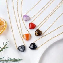 1件天然水晶宝石心形吊坠，爱的能量项链，灵性疗愈首饰，母亲节送给挚爱母亲的礼物 - 愛心吊墜 - 查看 8