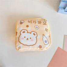1pc Portable Cartoon Sanitary Pouch Large Capacity Menstrual Pad Storage Bag Cute Animal Organizer