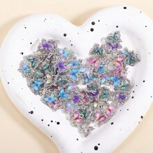 10入流行多彩壓克力蝴蝶鑽石合金吊飾，製作吊飾耳環項鍊珠寶禮品 - 蝴蝶 - 查看 9