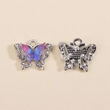 10入流行多彩壓克力蝴蝶鑽石合金吊飾，製作吊飾耳環項鍊珠寶禮品 - 蝴蝶 - 查看 6
