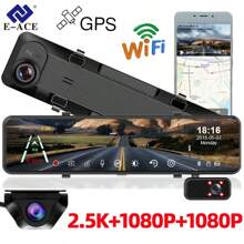Dashcam 3 Lens GPS  Night Vision 12 Inches 24h Rearview Mirror Video Recorder 1080P Rear Camera Black Box Car DVR 3 In 1 Cameras For Auto Dash Cam - A47 With 15M Rear View Camera, GPS and BL - View 2
