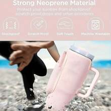 帶手機口袋的水瓶攜帶袋,40盎司帶把手的保溫杯用霧面面料內襯水瓶袋,帶可調節肩帶、帶吸管套和卡拉比奴,適用於杯子配件 - 粉色 - 查看 3