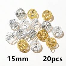 10-30入組金屬螺旋珠籠吊墜，空心珠帽，適用於DIY手鍊、首飾製作配件 - cage pendant charm - 查看 15