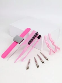 10 件套假发造型工具套装（3 件套梳子、眉刷、小刷子、尖头梳、6 件发夹、1 件磁性腕带、造型师收纳盒），假发造型用品 - 彩色 - 查看 4