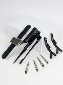 10 件套假发造型工具套装（3 件套梳子、眉刷、小刷子、尖头梳、6 件发夹、1 件磁性腕带、造型师收纳盒），假发造型用品 - 彩色 - 查看 7