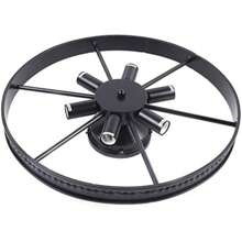 ONEUTRALON 18 Inch Industrial Wagon Wheel Chandelier 6 Lights Flush Mount Ceiling Light Fixture Rustic Iron Retro Ceiling Lamp Hanging Lamp For Villa Hotel Living Room Bedroom, 110V 40W, Bulb Not Include - Black - View 5