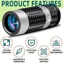 Telescopio telémetro 7x18 Medidor de distancia Monocular de golf Rango de bolsillo Instrumento óptico Caza al aire libre Senderismo - Plateado - Ver 3