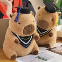 Muñeco de peluche lindo de capibara con toga y birrete de graduación, muñeco de peluche animal de regalo de graduación - Multicolor - Ver 2