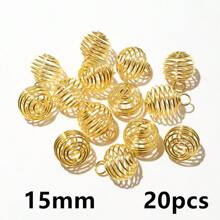 10-30入組金屬螺旋珠籠吊墜，空心珠帽，適用於DIY手鍊、首飾製作配件 - cage pendant charm - 查看 19