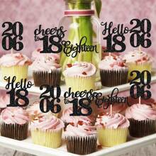 12 件 18 岁生日纸质装饰物，蛋糕装饰，非常适合生日派对和烘焙 - 彩色 - 查看 5