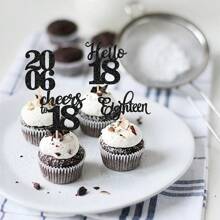 12 件 18 岁生日纸质装饰物，蛋糕装饰，非常适合生日派对和烘焙 - 彩色 - 查看 4