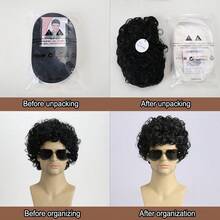 10 Inch Black Synthetic Men Short Curly Wig For Role Play, Halloween, Party - Black - View 8