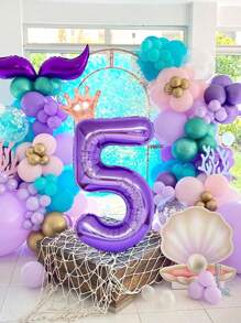 1 个 32 英寸紫色数字形气球、1 个皇冠气球和 1 个胶点，紫色装饰气球适用于生日、毕业典礼、周年纪念、拍照等庆祝活动 - 紫色 - 查看 3