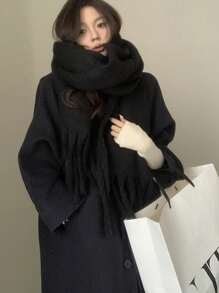 1 Women'solid Color Mohair Scarf Female Autumn Winter 2024 New All-In-One Neck Korean Version Of Advanced Sense Thick Warm Cape Suitable For Daily Use Accessories Women - Multicolor - View 21