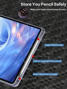 Mirror 1pc Grey Purple Tri-Fold Silicone Foldable IPad Case, Shell Slim Stand Shockproof Anti Fall Pen Holder Anti-Fall Tablet Cover Compatible With Apple IPad Mini 4/5/6, 9.7/10.2/10.5 Inches, Air 4/5/6, 10th Gen, 10.9 Inches, Pro 11 Inches, Air 11(M2) , Air 13 And Pro 11(M4) Models. Clear Back Cover With High Transparency For DIY Personalization.