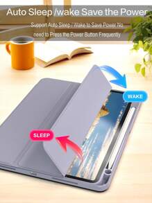 Mirror 1pc Grey Purple Tri-Fold Silicone Foldable IPad Case, Shell Slim Stand Shockproof Anti Fall Pen Holder Anti-Fall Tablet Cover Compatible With Apple IPad Mini 4/5/6, 9.7/10.2/10.5 Inches, Air 4/5/6, 10th Gen, 10.9 Inches, Pro 11 Inches, Air 11(M2) , Air 13 And Pro 11(M4) Models. Clear Back Cover With High Transparency For DIY Personalization.