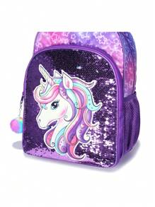 Children's Sequined Unicorn Backpack, 3PCS Mermaid Backpack For Girls 16 Inch School Shoulder Bag , Pencil Case - Multicolor - View 7