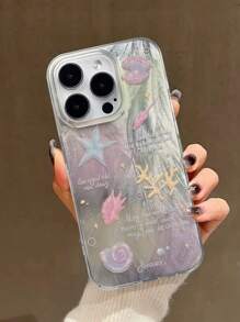 夏季手机壳，夏季贝壳图案，新款IMD渐变PC+TPU材质，带支架，兼容苹果15 Pro Max、14 Pro、13 Pro Max等机型，也兼容三星Galaxy A04、A32、A52、A72、A33、A23、A34、A35、S23、S24、A25、S21、S20。完美契合追求独特优雅设计的女孩和女士。为您的手机提供高品质的防刮防摔保护。防水、防震、防摔、防刮。 - 彩色 - 查看 2