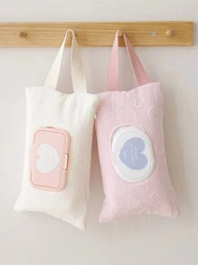 Torba do przechowywania chusteczek o dużej pojemności w kształcie serca z wyjmowaną konstrukcją, przenośna podręczna torba z dozownikiem chusteczek podróżnych do użytku samochodowego - wielobarwność - Zobacz 1