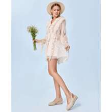Womens Closed Toe Espadrilles Wedge Sandals Slingback Platform Canvas Bow Dress Shoes - 裸色 - 查看 3