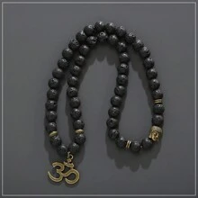 Collar de cuentas de madera natural con el  del Buddha, OM, para hombre o mujer y pulsera de múltiples capas del chakra, joyería vintage