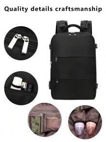 45L Expandable Travel Laptop Backpack For Men, Waterproof Business Backpack With USB Charging Port, 15.6 Inch Laptop Compartment, Large Capacity College School Bookbag, Thanksgiving Black Bag, Camping Hiking Bag, Beach Laptop Bag, Sports Outdoor Summer Bag, Spring Break Vacation Bag, Hiking Backpack, Weekend Travel Bag, Travel Essential Duffel Bag, Laptop Bag, Travel Bag - Black - View 6