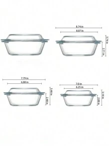 Crystal Glass Stew Pot With Lid And Double Ears, High Temperature Resistant For Microwave And Oven, Kitchen Essential - Transparent - View 7