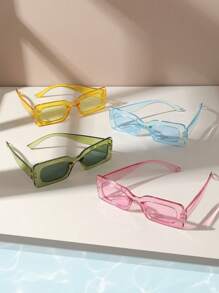 4pcs Women's Casual Cute Square Plastic Full Frame Fashion Eyeglasses Suitable For Daily Use, Blocking Strong Light, Party Decoration, Traveling - Multicolor - View 1