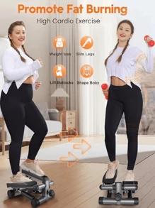 Mini Steppers For Exercise, Twist Stair Stepper 330LBS Capacity, Stepper Machine For Home Office Workout Training, Stepper Exercise Equipment With Resistance Bands For Full Body Workout At Home - Grey - View 2